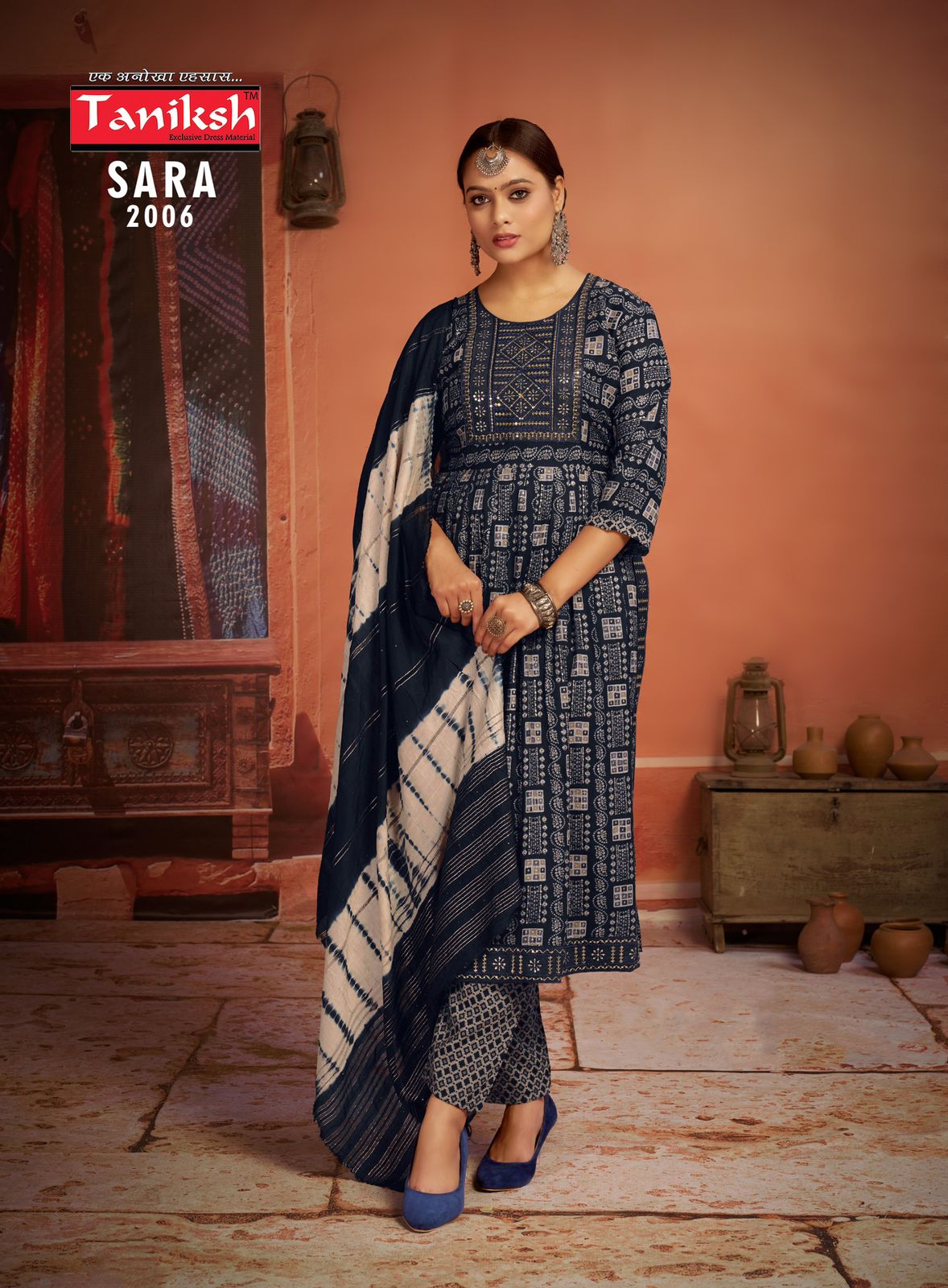Taniksh Sara Vol 2 Embroidery Rayon Naira Cut Kurti With Bottom Dupatta
